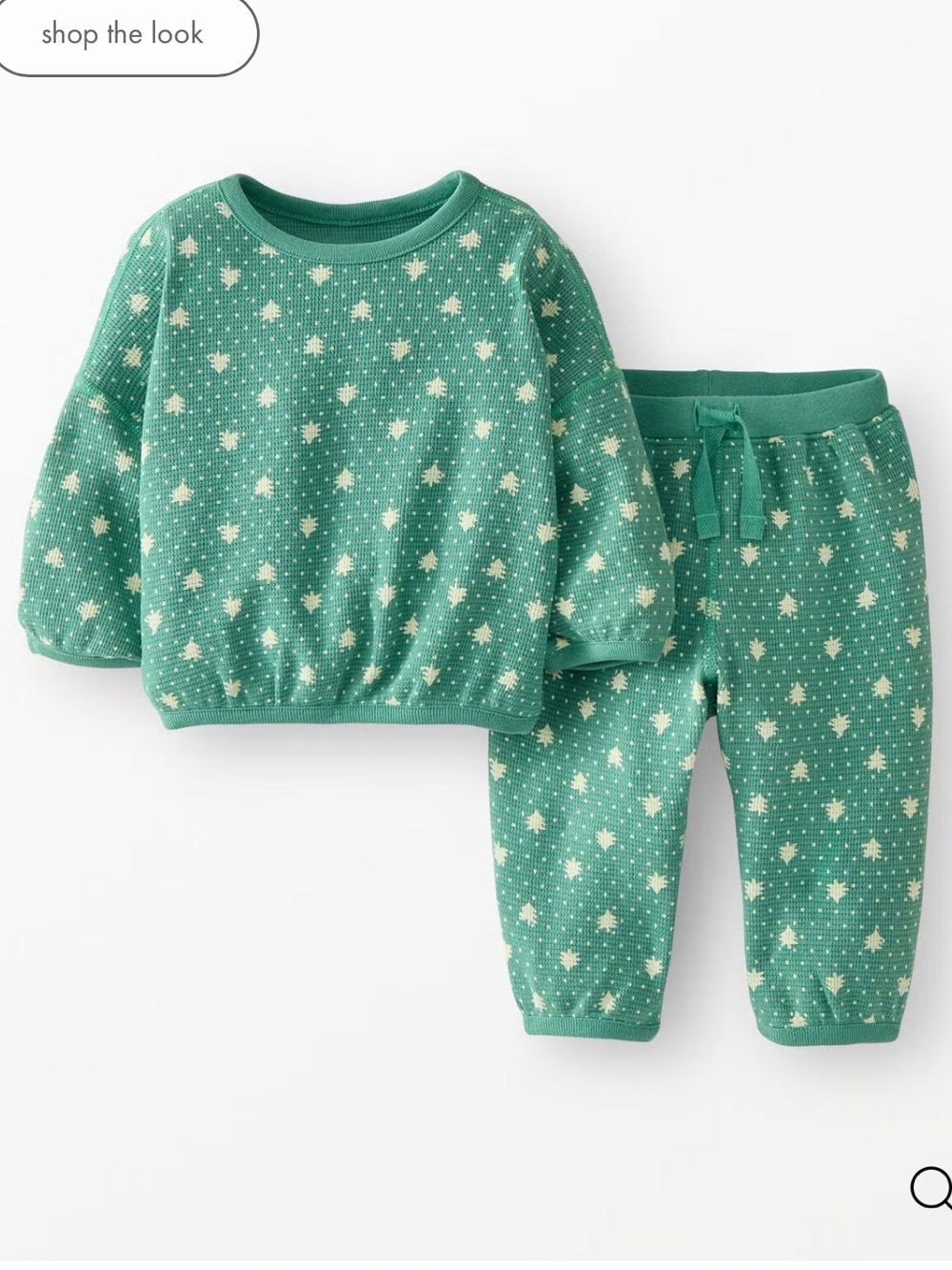 Hanna Andersson Baby Light Green Forest Long Sleeve Waffle top & pants set 6-12